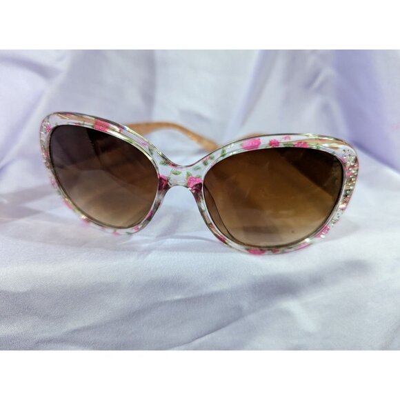 Floral Oversized UV Protection Sunglasses With Brown Gradient Lenses - Picture 2 of 3